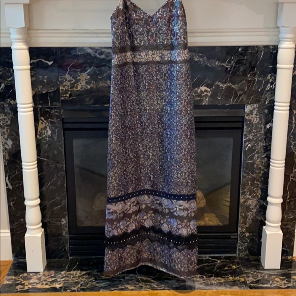 Beautiful floral maxi dress with silver lurex